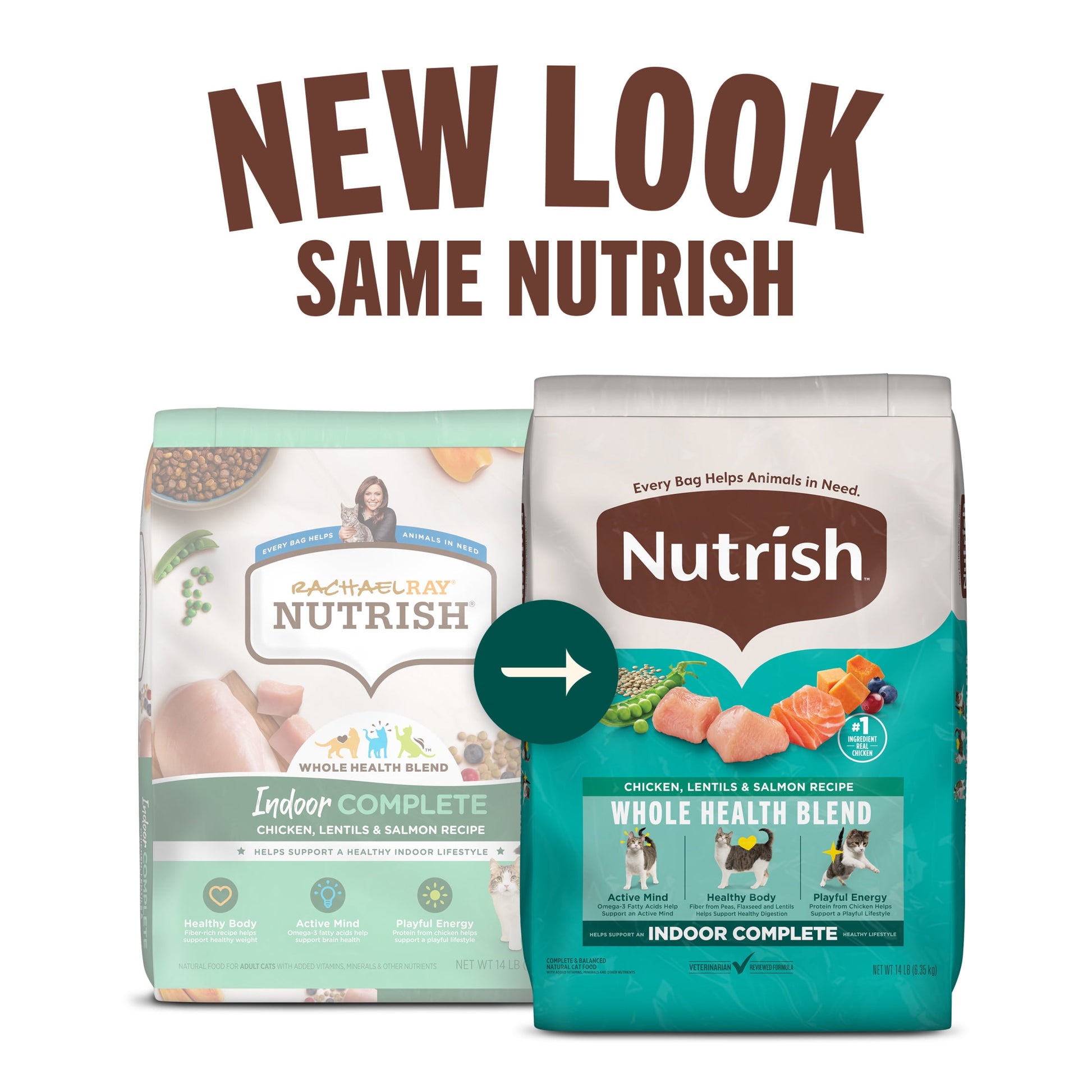 Nutrish Indoor Complete Chicken, Lentils & Salmon Recipe Dry Cat Food 14 lb. Bag (Rachael Ray)
