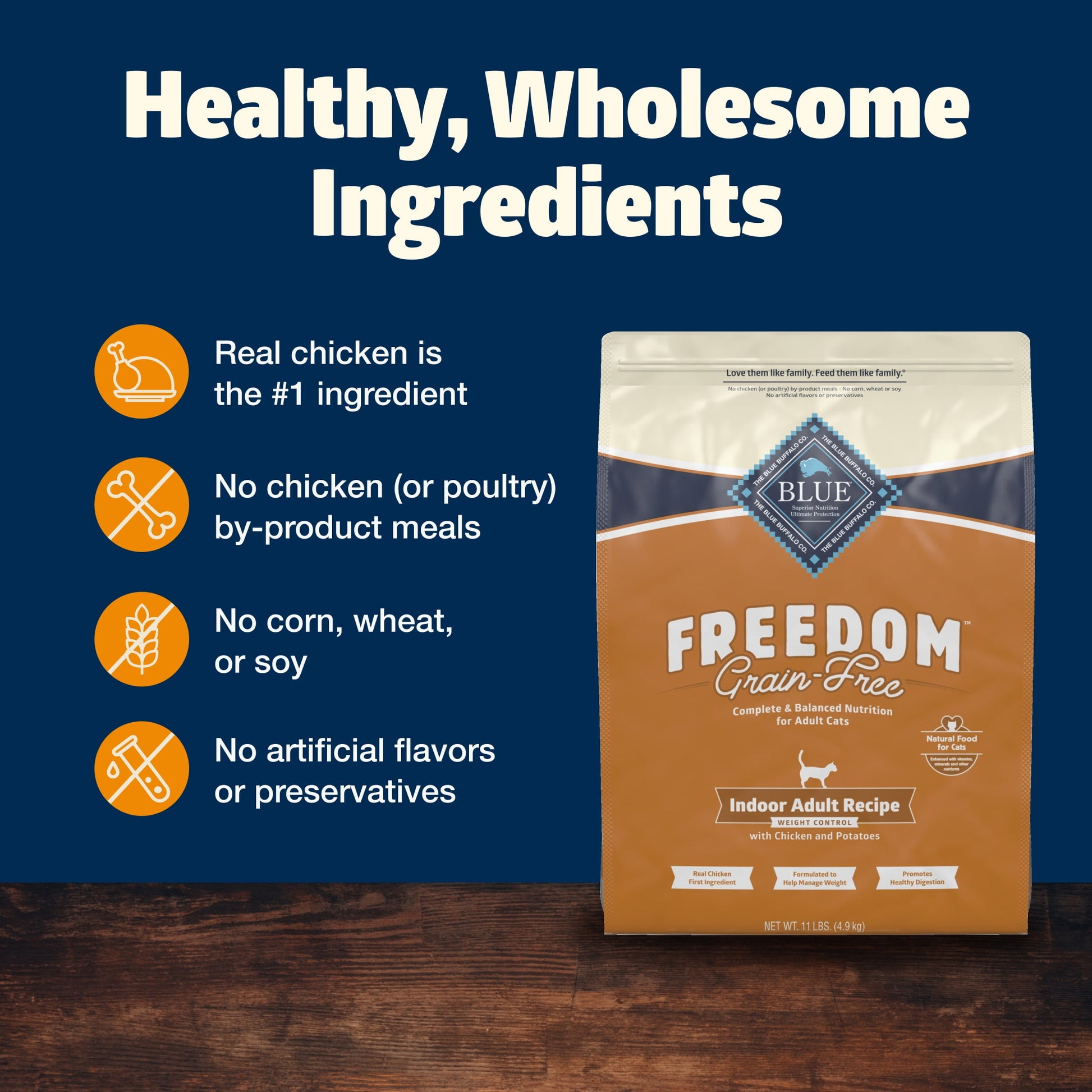 Blue Buffalo Freedom Natural Grain-Free Adult Weight Control Dry Cat Food, Chicken Recipe, 11-lb. Bag
